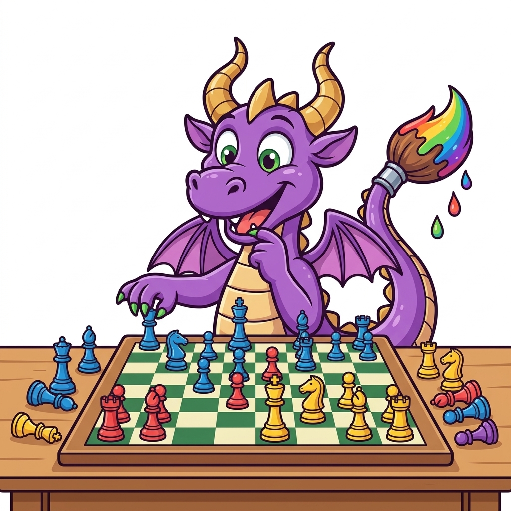 Drac Artcai jugant a escacs